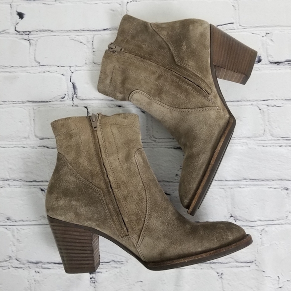 Paul Green Echt Leder gray Suede leather stacked Heel Ankle Boot 7.5 - Picture 4 of 11